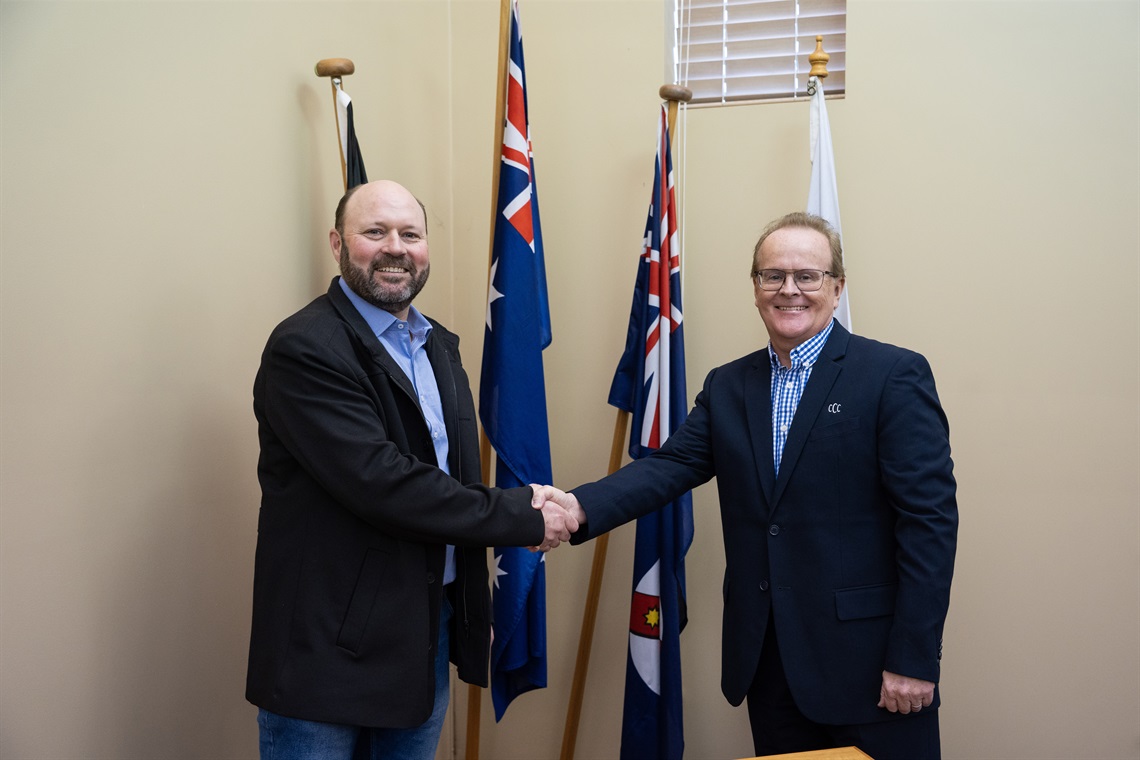 Councillor James Hawkins and Interim General Manager Peter Chrystal.jpg